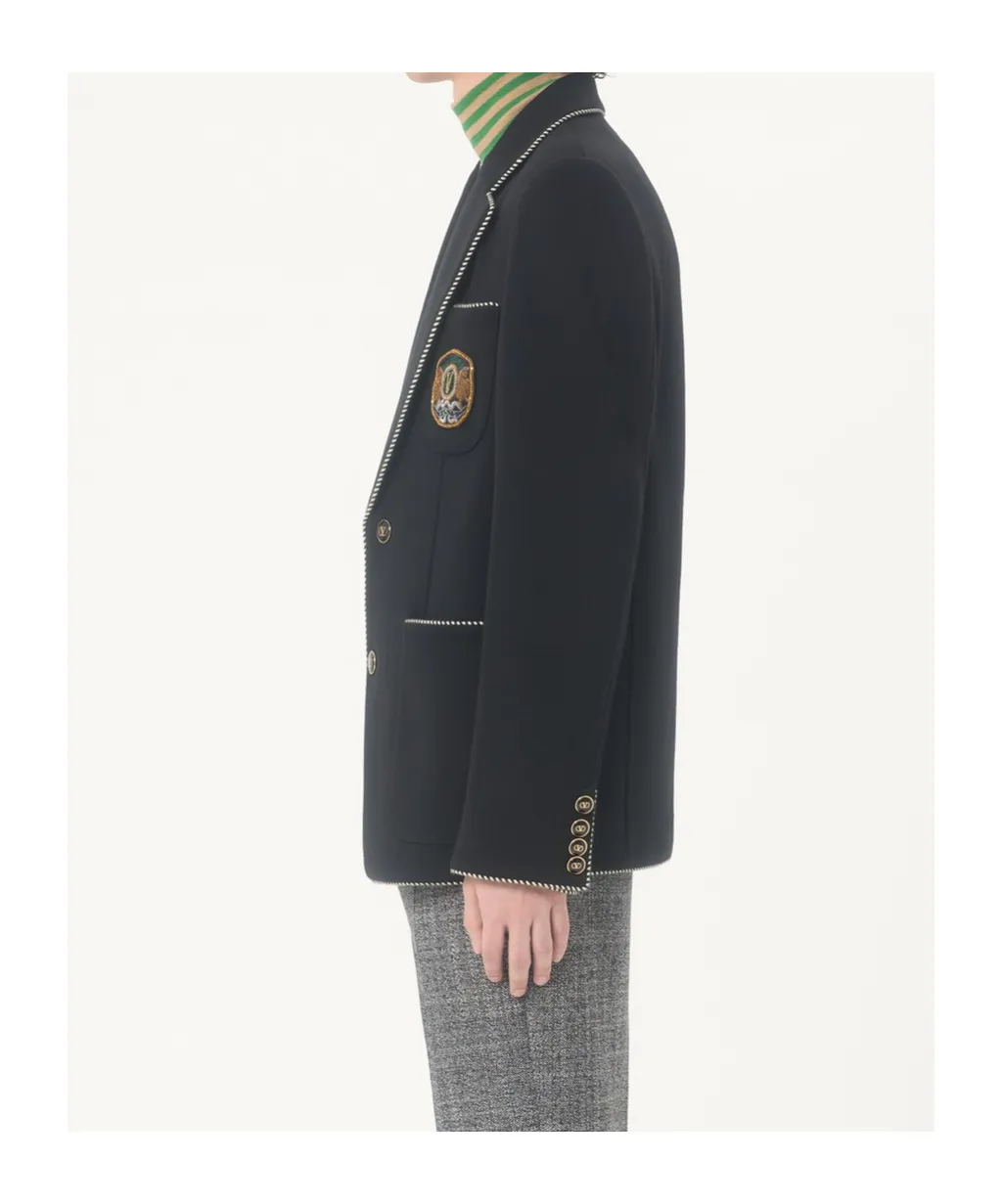 Valentino Logo Patch Single-Breasted Jacket