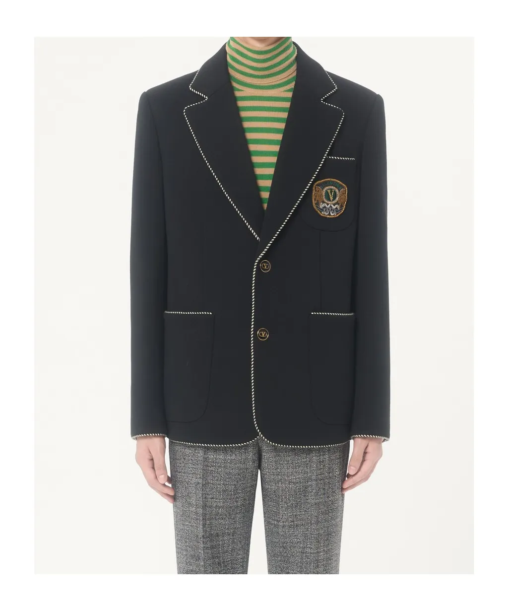 Valentino Logo Patch Single-Breasted Jacket