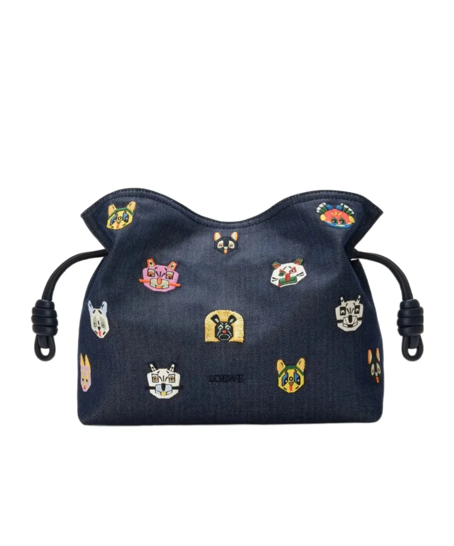 Loewe Logo Detail Embroidered Clutch Bag
