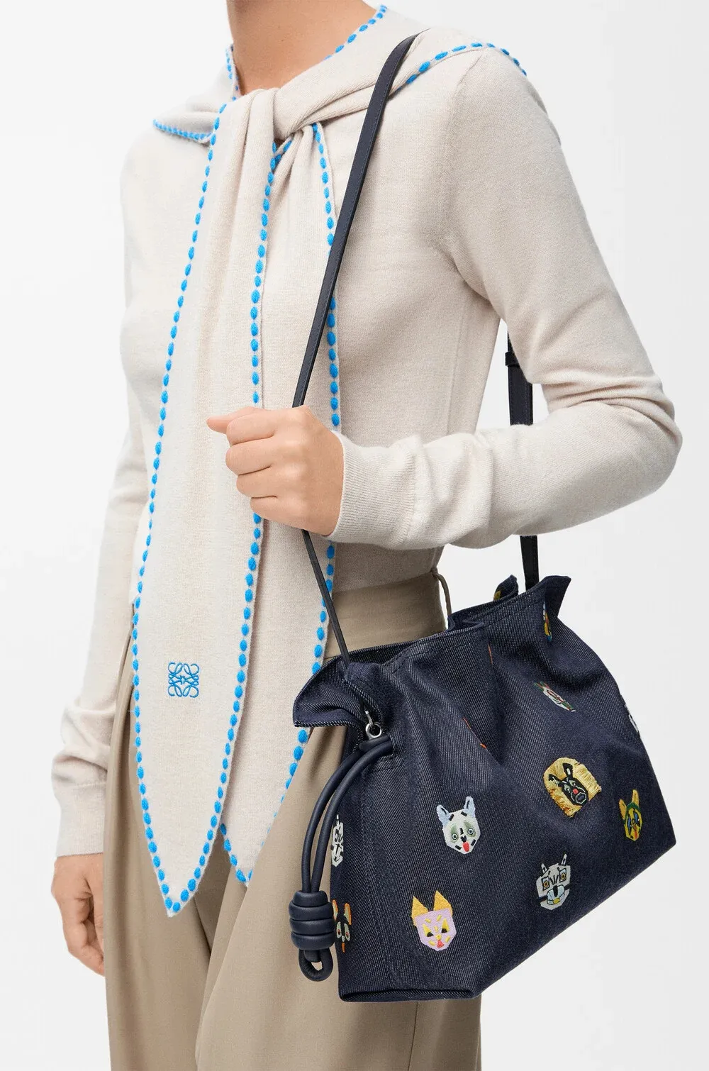 Loewe Logo Detail Embroidered Clutch Bag