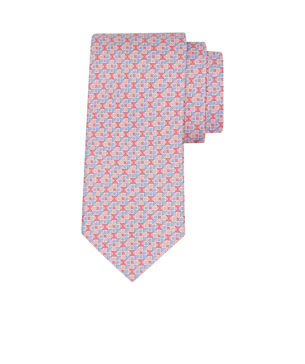 Gancini Square Print Silk Tie