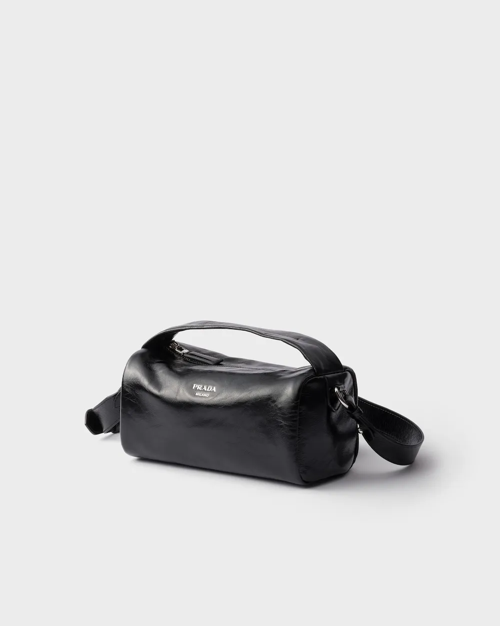 Prada Logo-Detailed Zip-Up Shoulder Bag