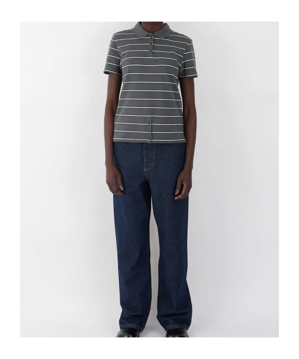 Striped Short-Sleeved Polo Shirt