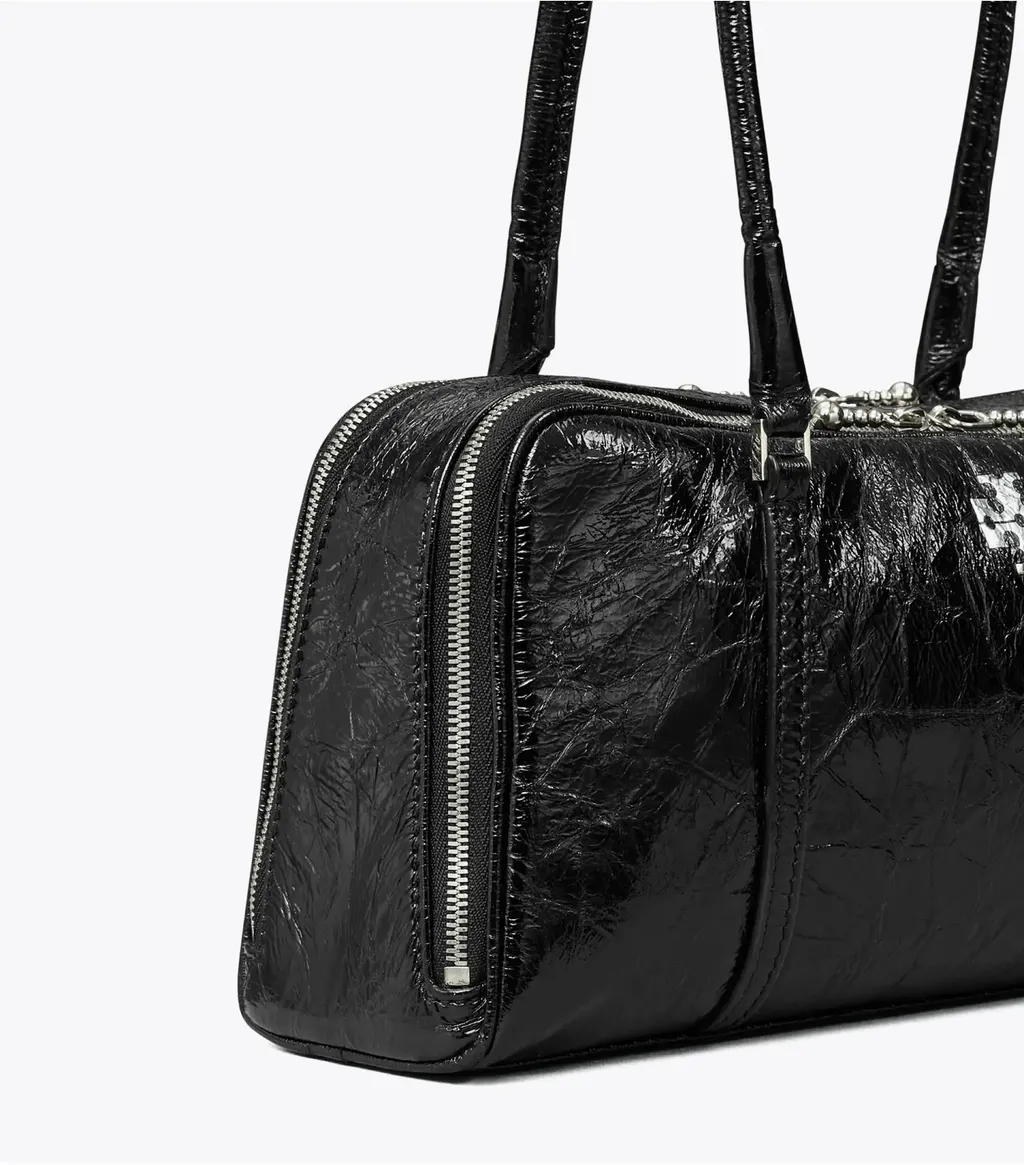 Small Marshmallow Crinkle-Leather Shoulder Bag