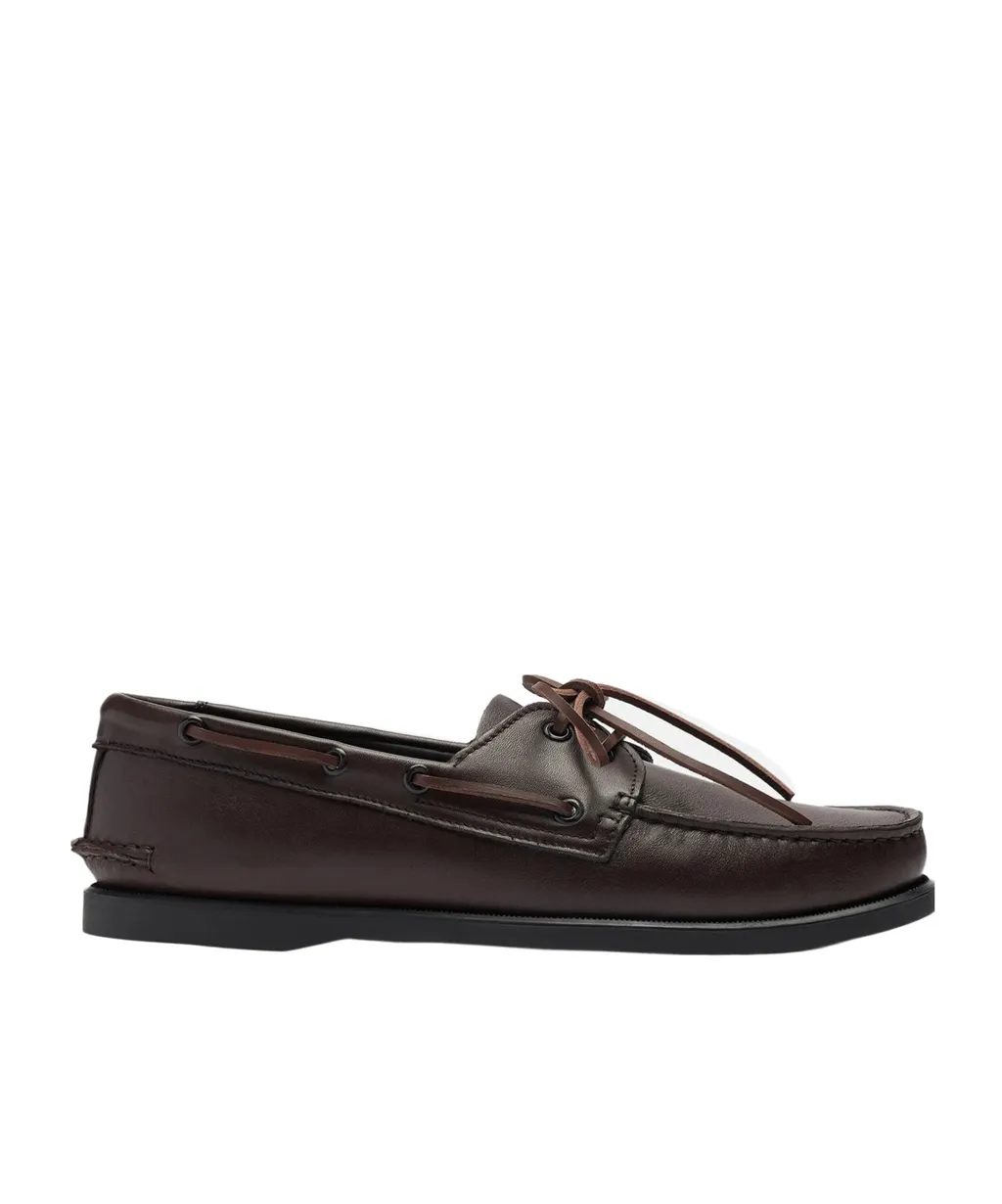 Scarosso Morgan Round-Toe Lace-Up Boat Shoes