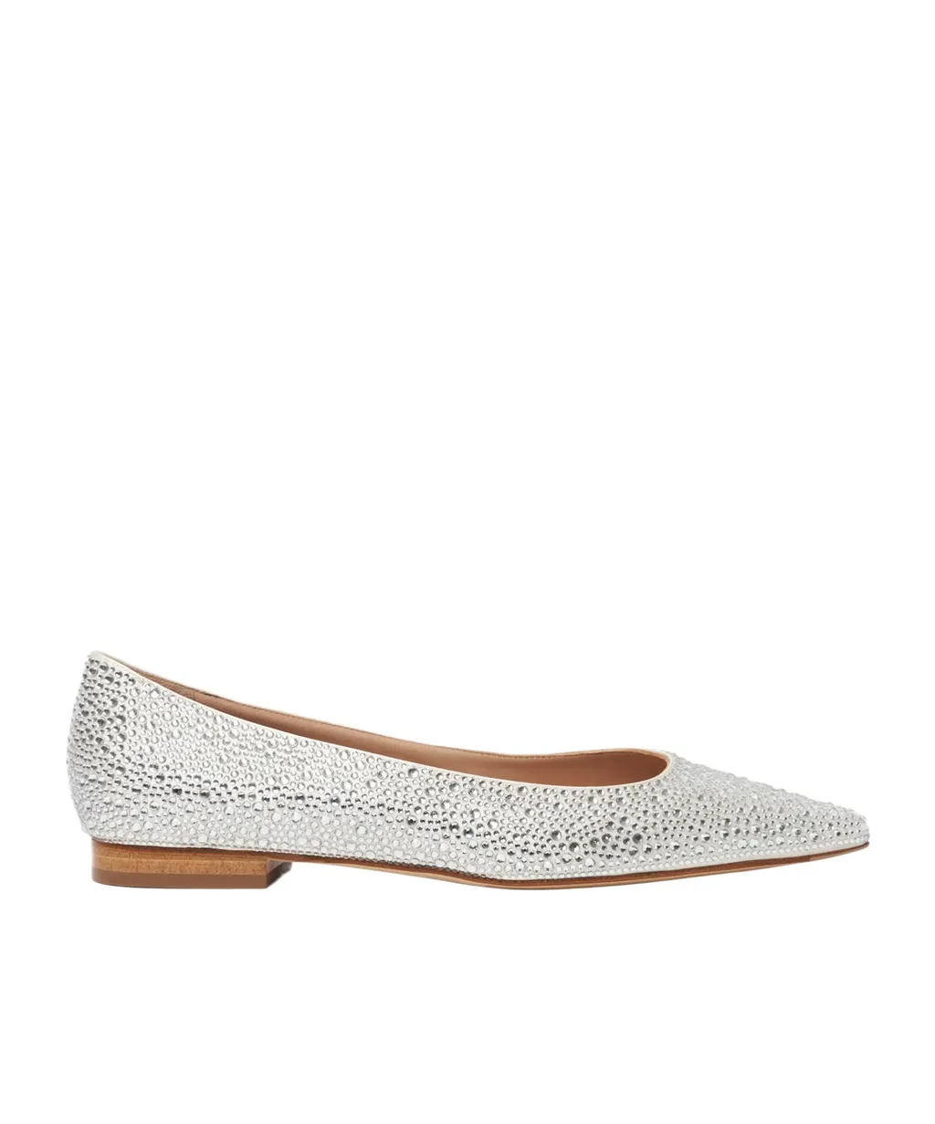 Scarosso Iris Embellished Satin Ballet Flats