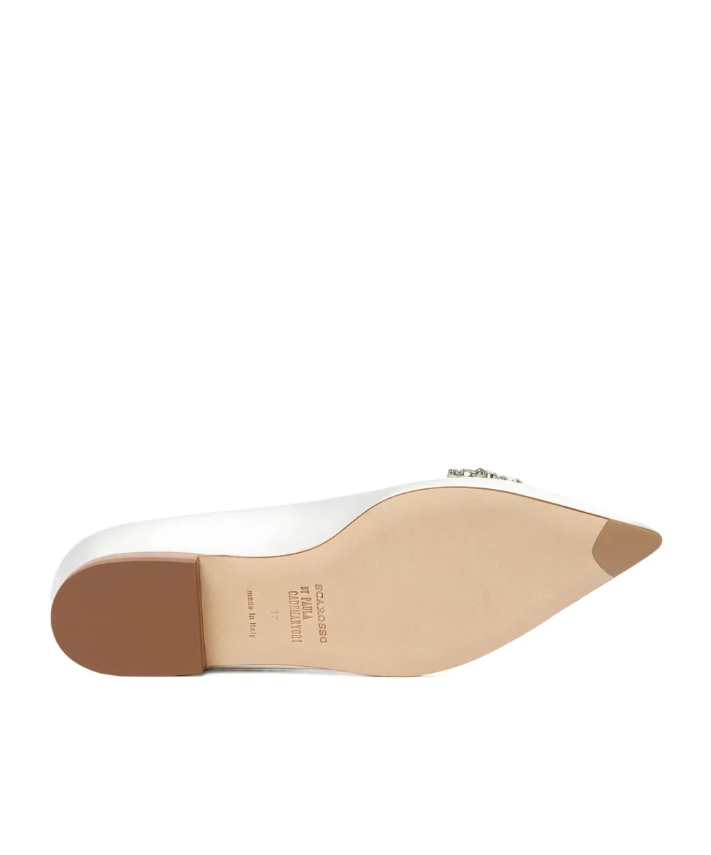 Scarosso Iris Embellished Satin Ballet Flats