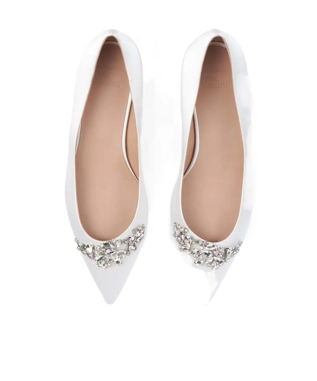 Scarosso Iris Embellished Satin Ballet Flats