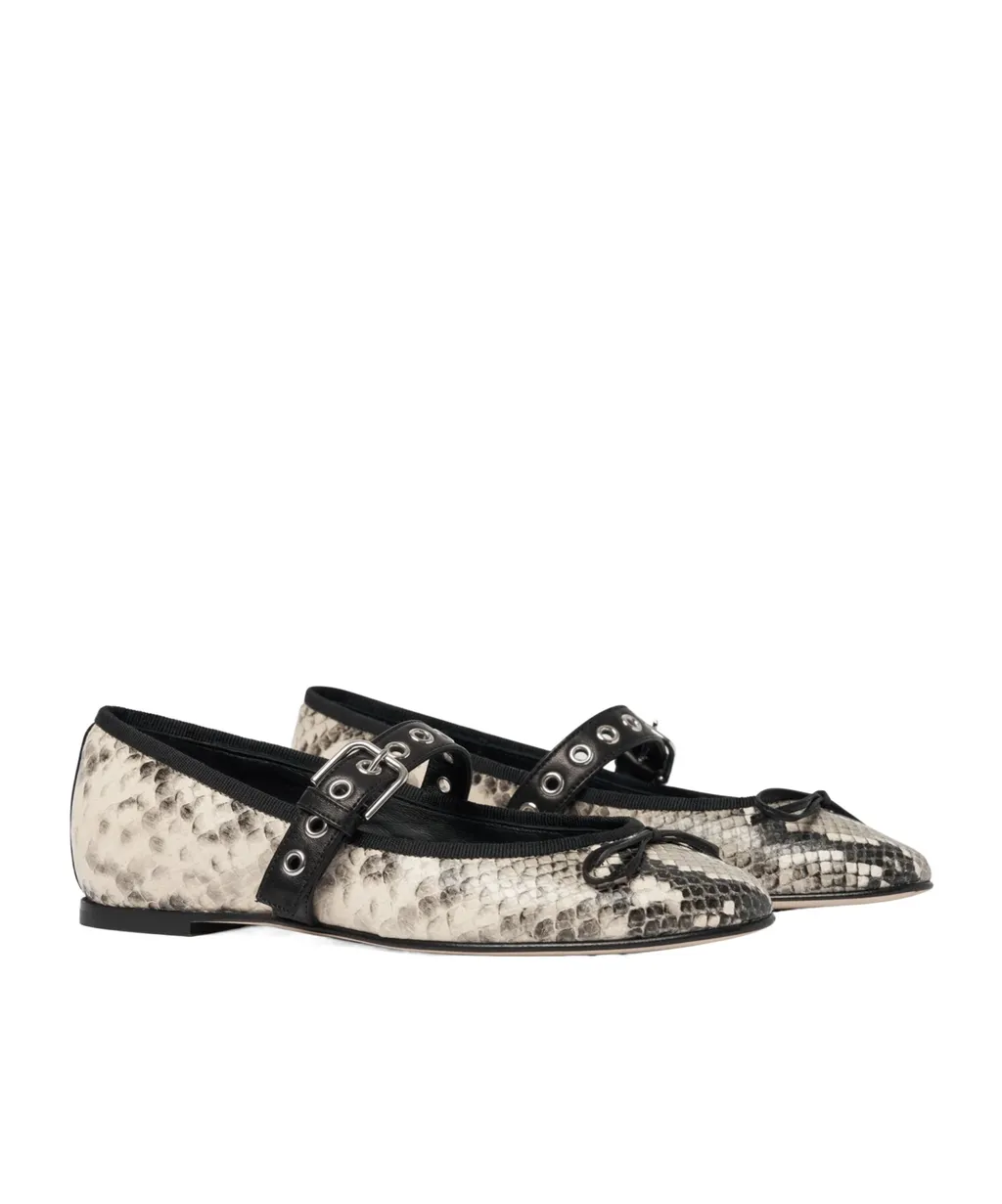Scarosso Astrid Python Printed Flat Shoes