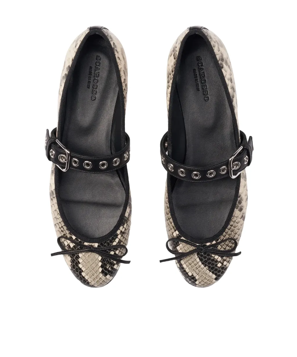 Scarosso Astrid Python Printed Flat Shoes