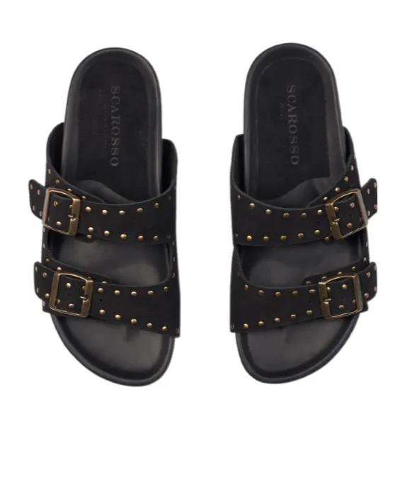 Scarosso Delilah Stud-Embellished Slip-On Sandals