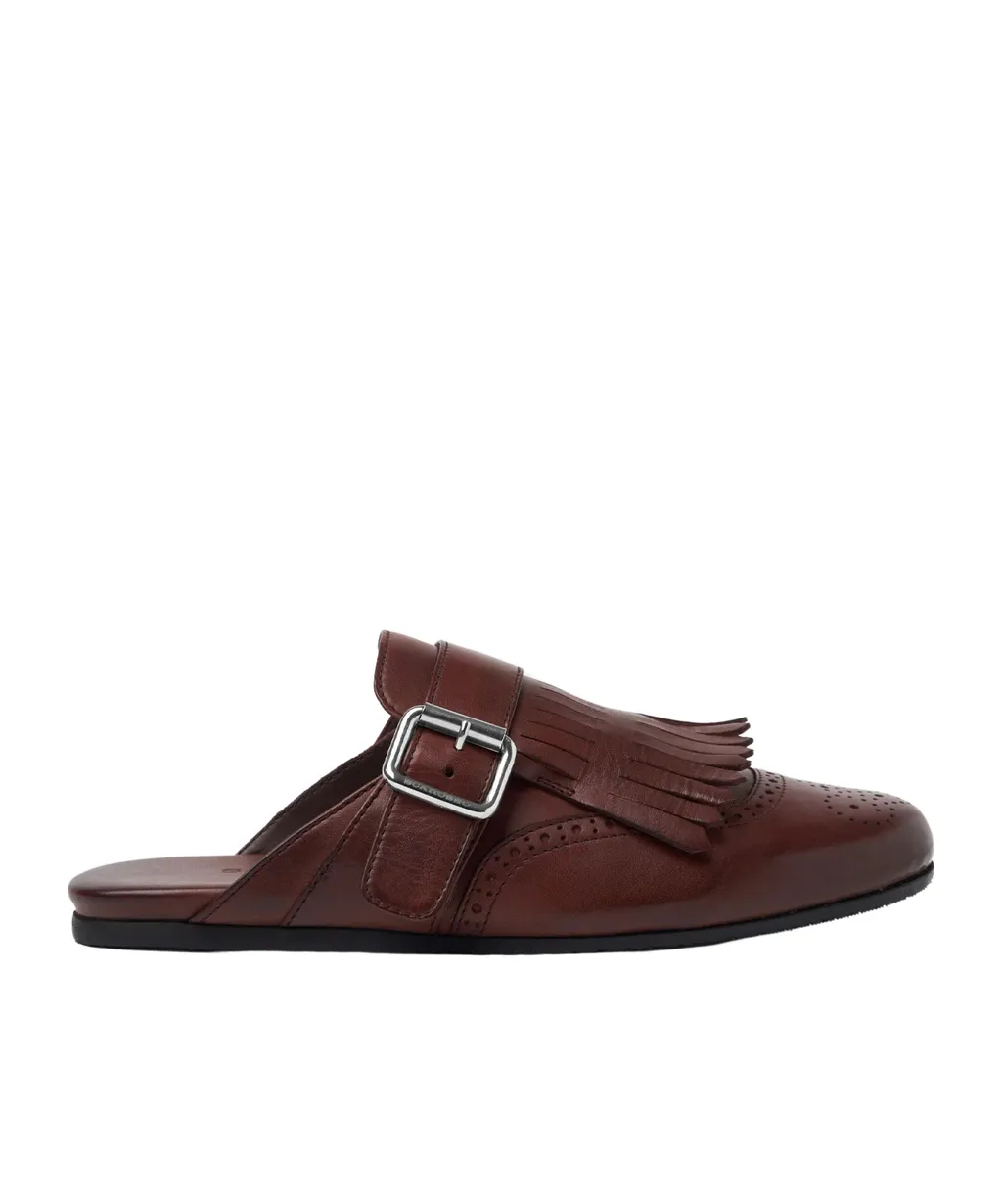 Scarosso Gemma Fringed Mule Flat Shoes