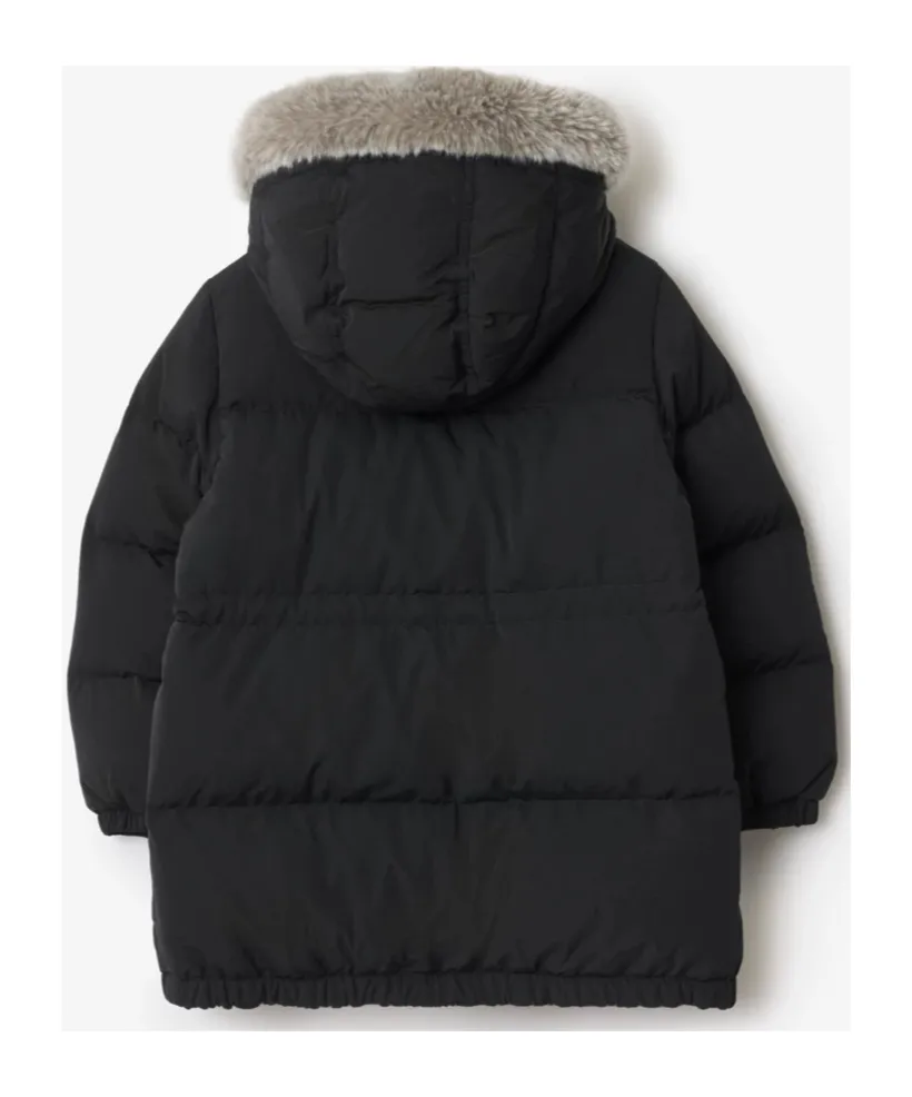 Faux Fur Trim Nylon Puffer Coat