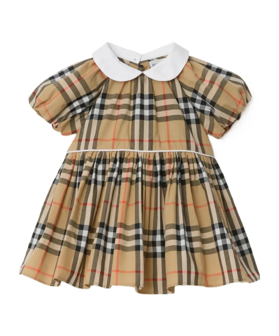 Burberry Kids Checked Peter Pan-Collar Pleated Dress Set