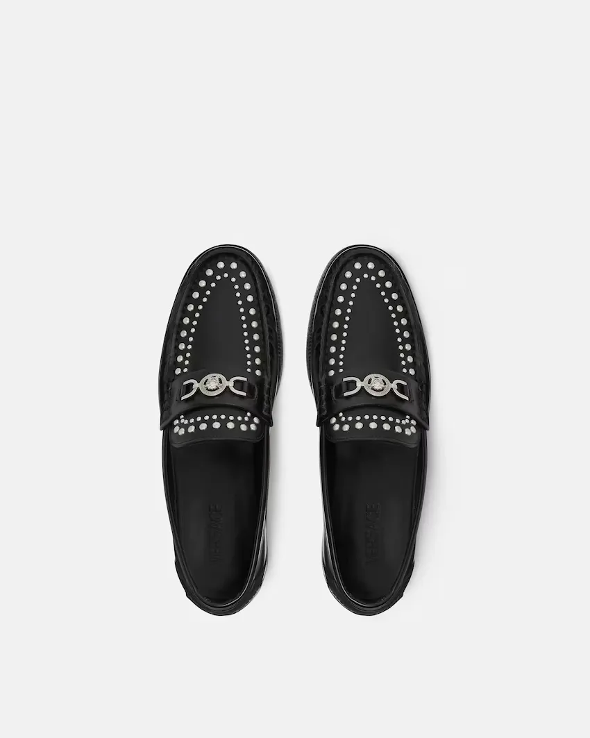 Versace Embellished Round-Toe Loafers