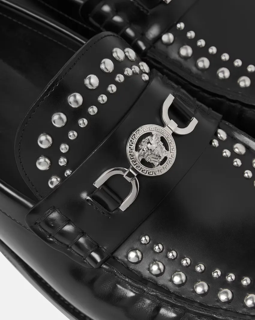 Versace Embellished Round-Toe Loafers