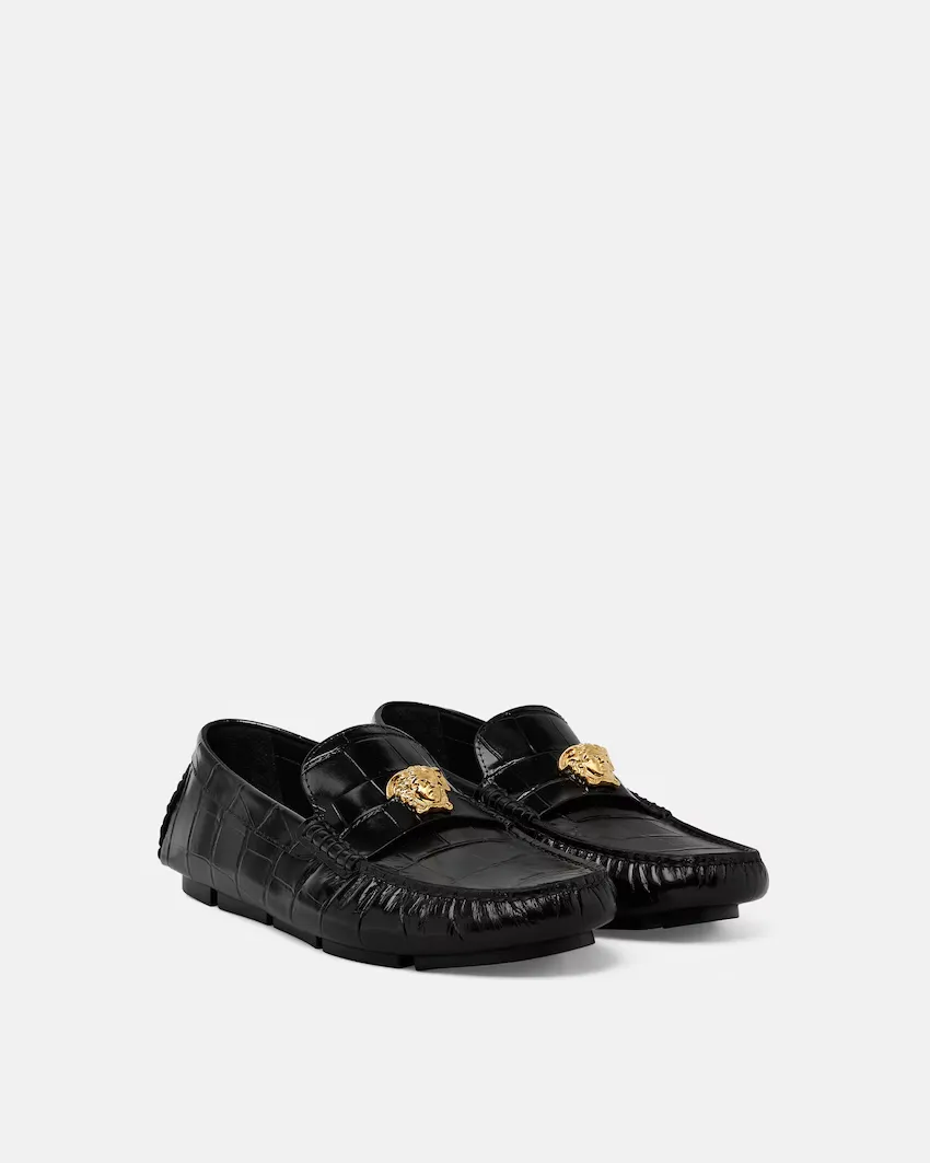 Versace Embossed Drivers Loafers