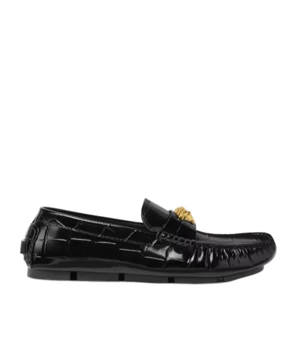 Versace Embossed Drivers Loafers