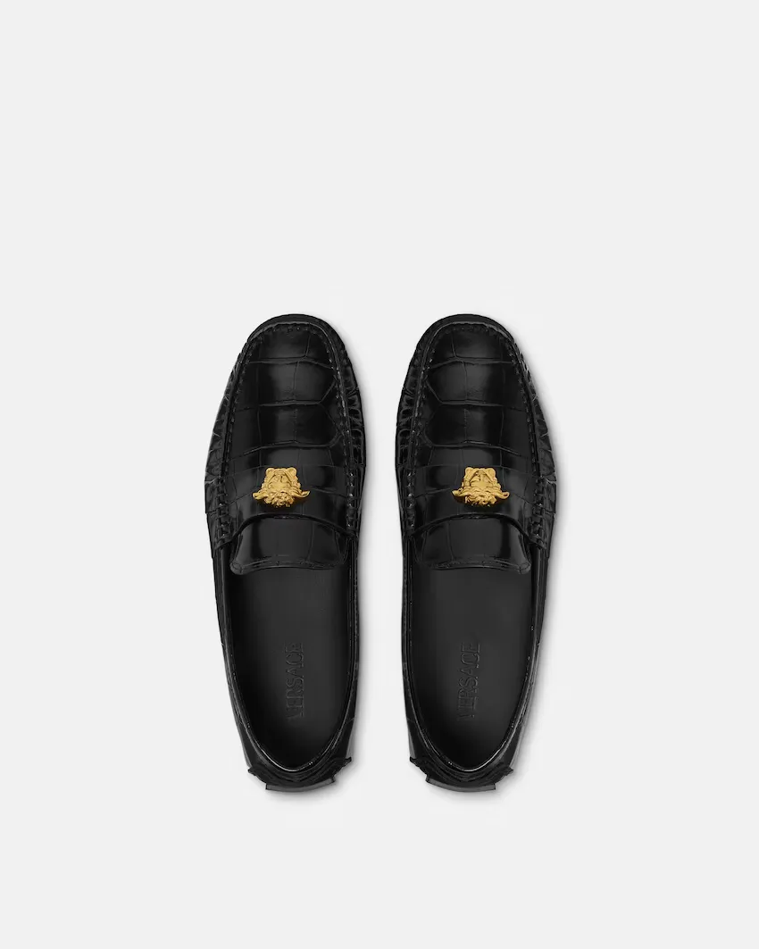 Versace Embossed Drivers Loafers