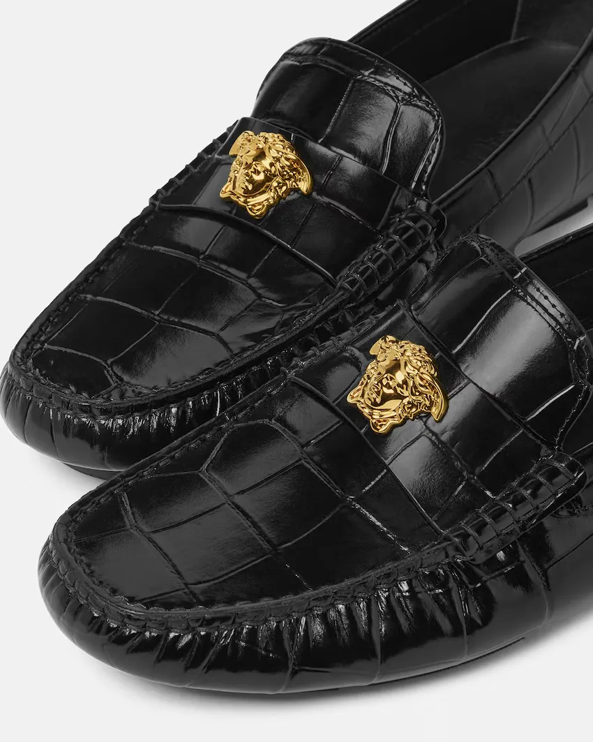 Versace Embossed Drivers Loafers