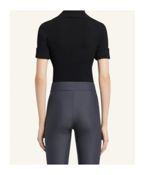 CourrÈGes Logo Embroidered Ribbed T-Shirt