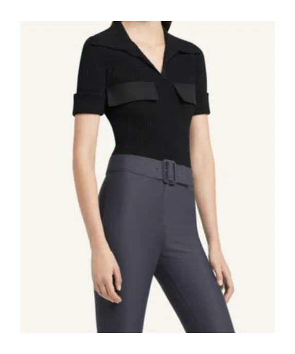 CourrÈGes Logo Embroidered Ribbed T-Shirt