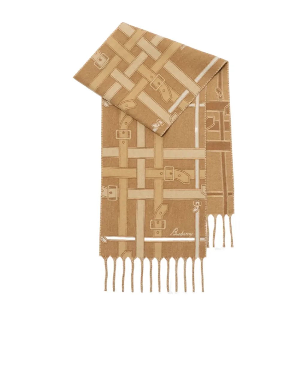 Burberry Belt Check Fringed Scarf