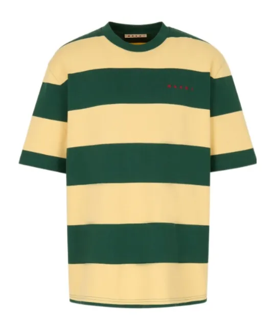 Green And Yellow Maxi-Stripe Cotton T-Shirt
