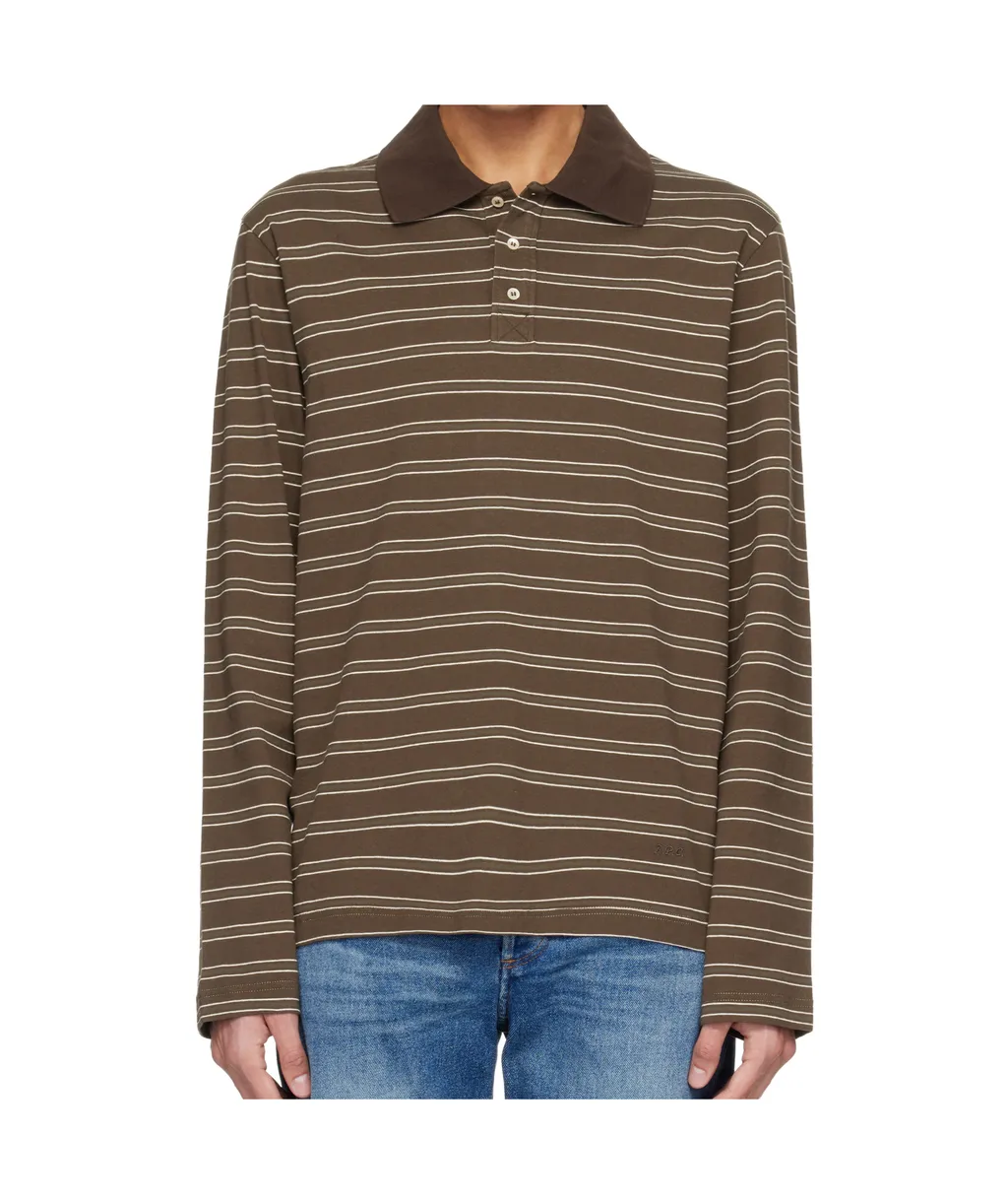 A.P.C. ,Button Detailed Striped Polo Shirt
