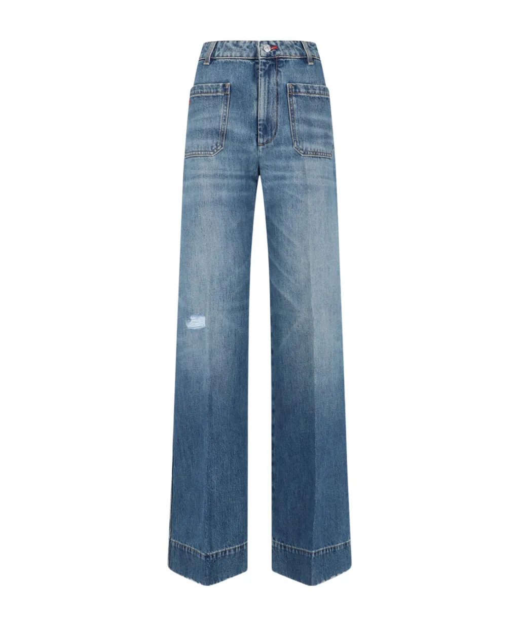 Victoria Beckham Distressed Regular Fit Jeans