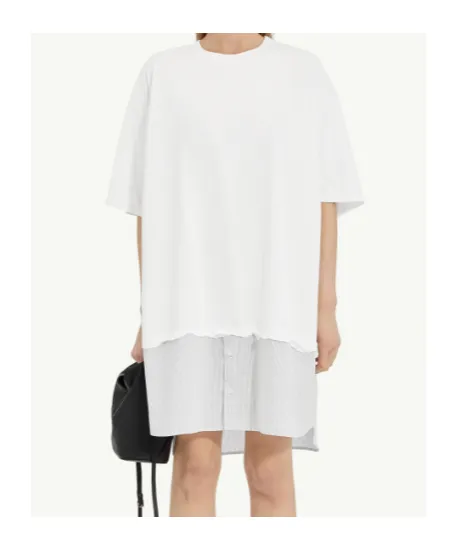 Mm6 Maison Margiela Crewneck Panelled Dress