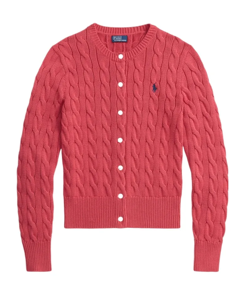Polo Ralph Lauren Logo Embroidered Cable-Knit Cardigan