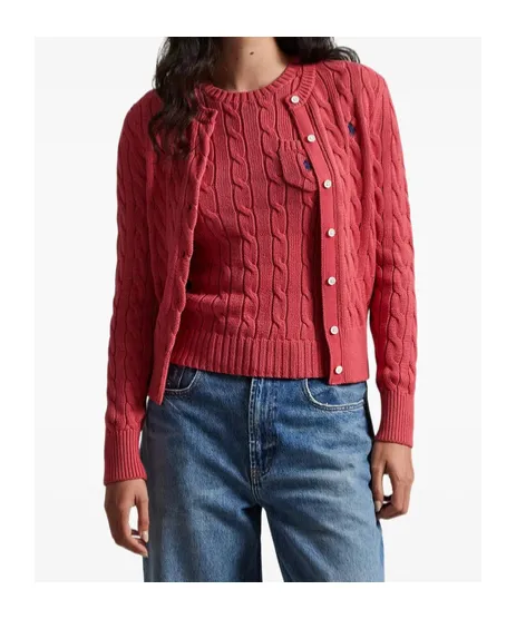 Polo Ralph Lauren Logo Embroidered Cable-Knit Cardigan