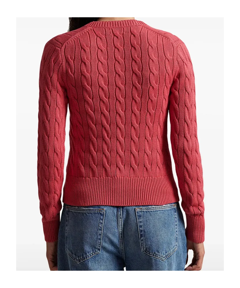 Polo Ralph Lauren Logo Embroidered Cable-Knit Cardigan