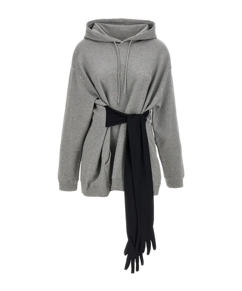 Mm6 Maison Margiela Tie Detailed Hooded Mini Dress