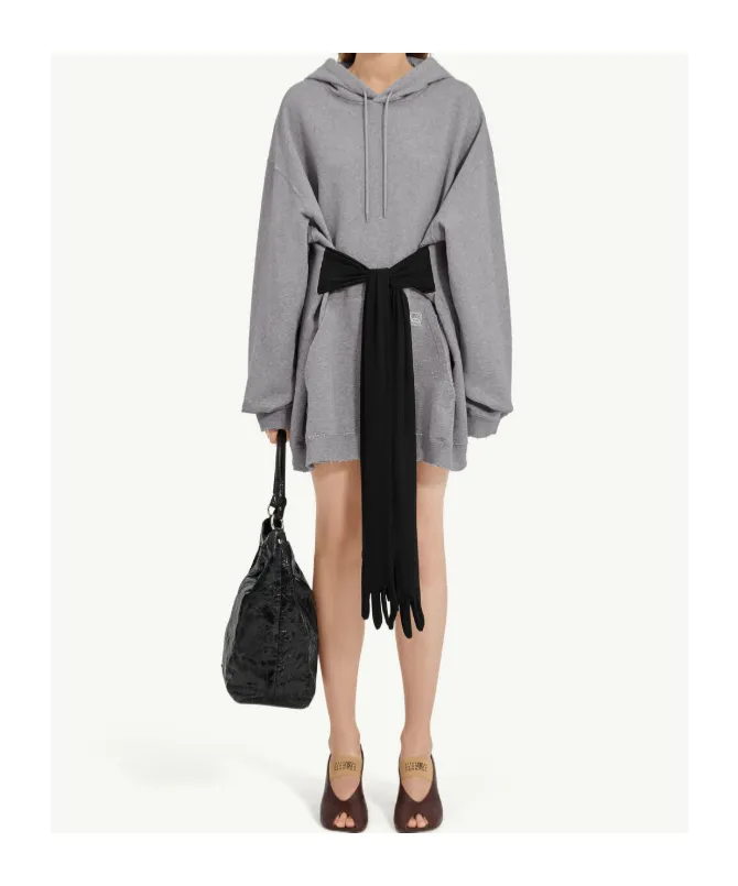 Mm6 Maison Margiela Tie Detailed Hooded Mini Dress