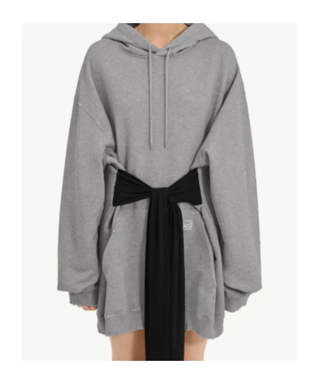 Mm6 Maison Margiela Tie Detailed Hooded Mini Dress
