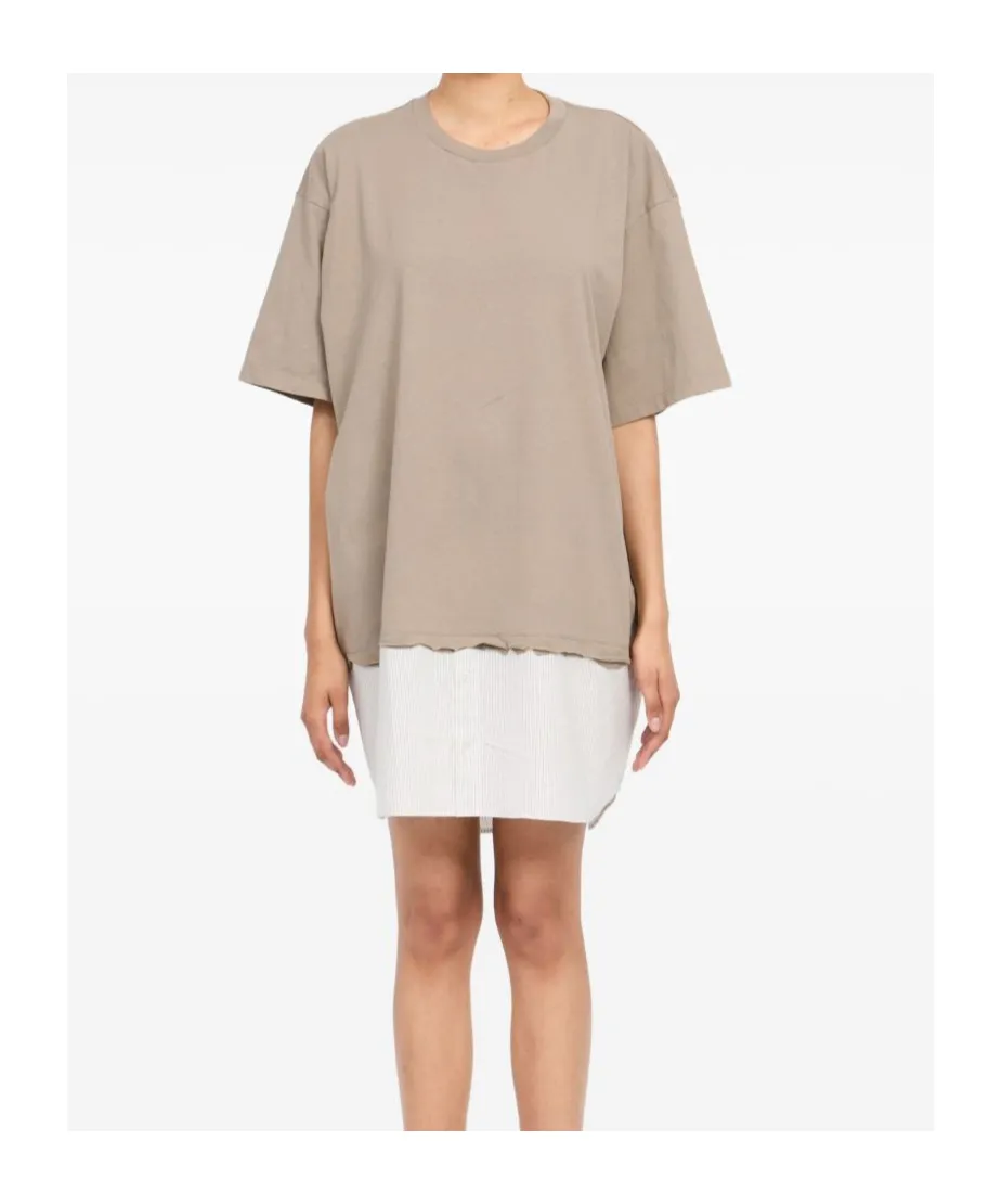 Striped-Panel Mini T-Shirt Dress