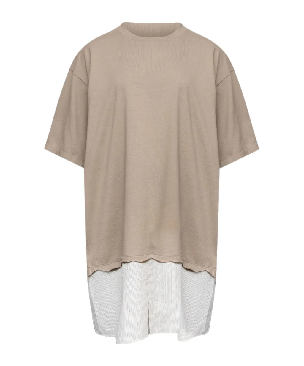 Striped-Panel Mini T-Shirt Dress