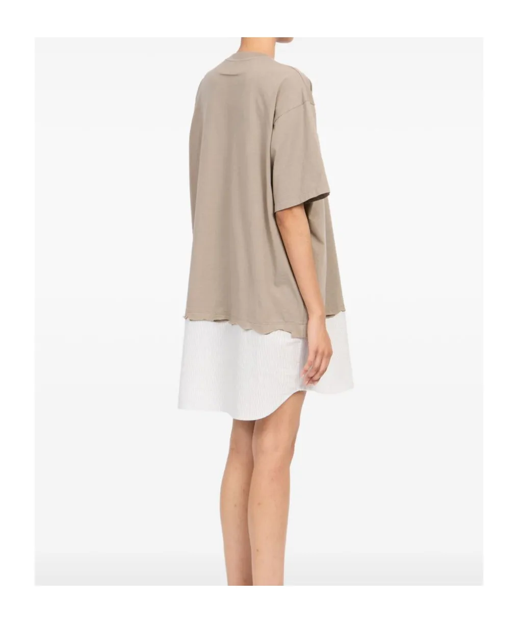 Striped-Panel Mini T-Shirt Dress
