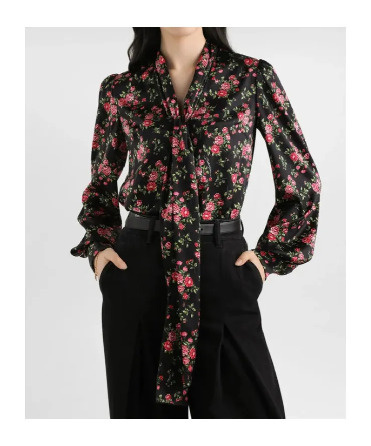 Dolce & Gabbana Bouquet-Printed Satin Shirt