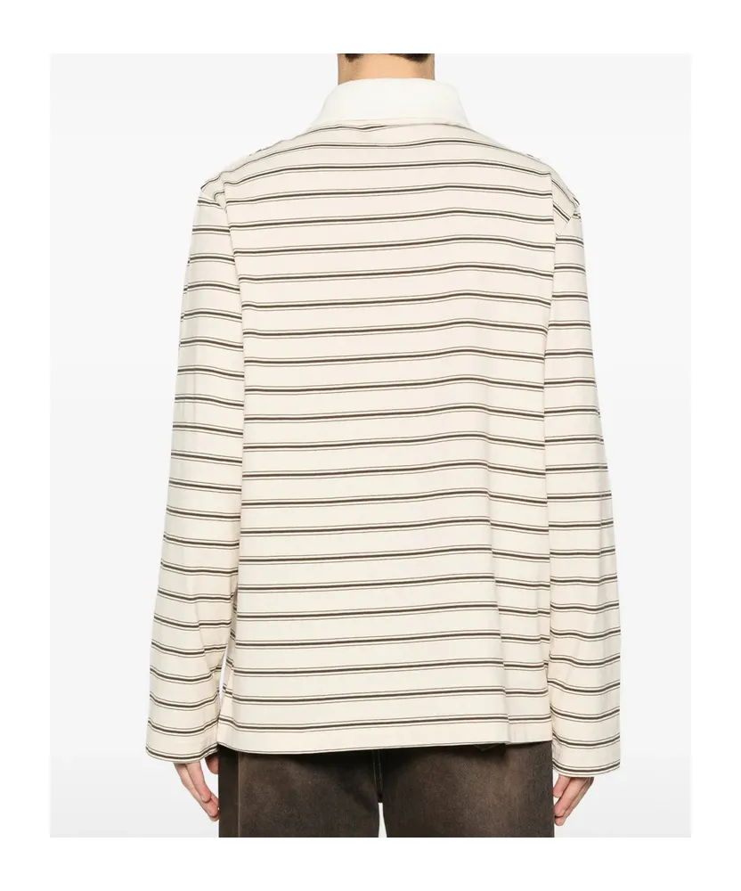 A.P.C. Button Detailed Striped Polo Shirt