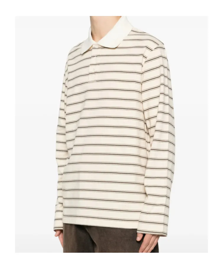 A.P.C. Button Detailed Striped Polo Shirt