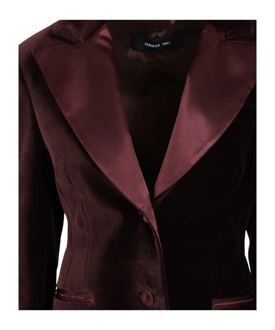 Federica Tosi Velvet Peak-Lapel Blazer