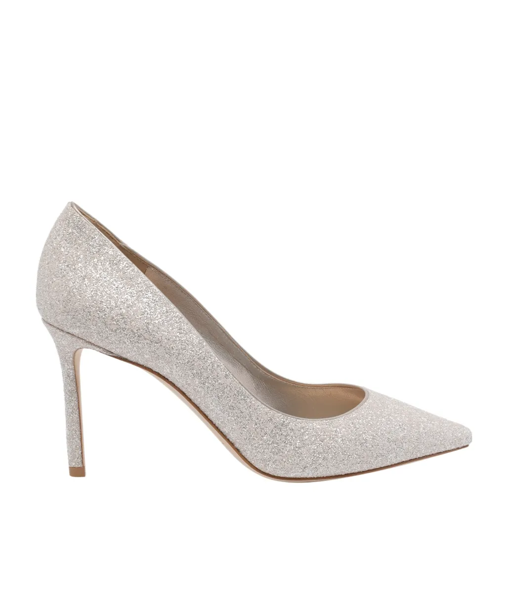Jimmy Choo Romy 85 Glitter Pointy Toe Pumps