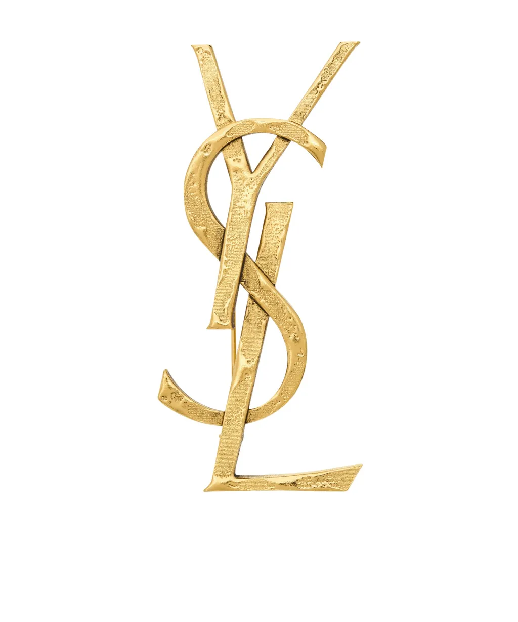 Saint Laurent Cassandre Logo Engraved Brooch