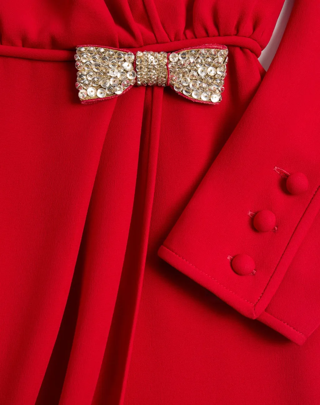 Valentino	Bow Embellished Long-Sleeved Dress
