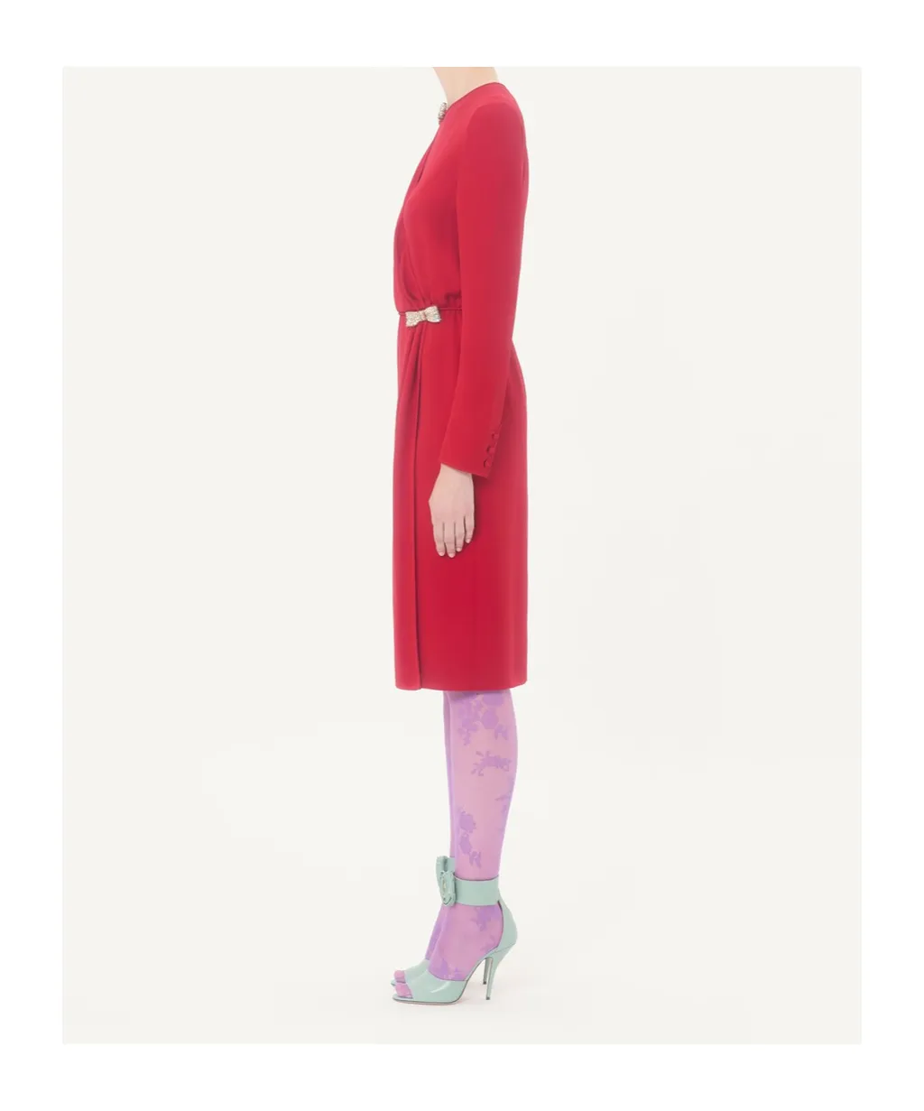 Valentino	Bow Embellished Long-Sleeved Dress