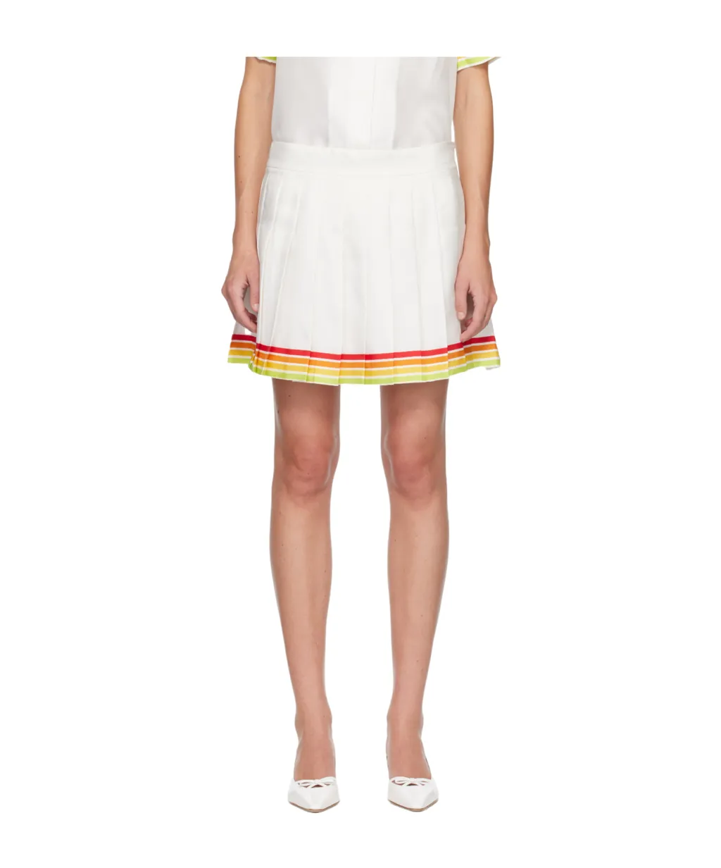 Orange Mascot Pleated Silk Twill Skirt