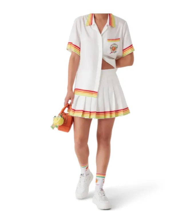 Orange Mascot Pleated Silk Twill Skirt